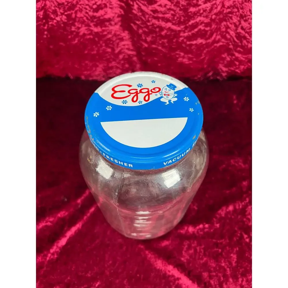 Vintage Glass Kitchen Storage Jar – Eggo Advertising Lid Mid Century Canister